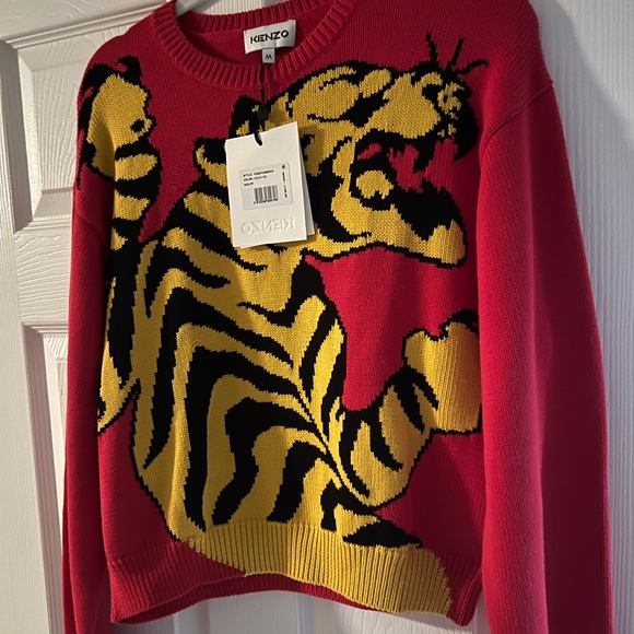 Kenzo Sweaters - Kenzo Red Sweater with Yellow and Black Tiger
